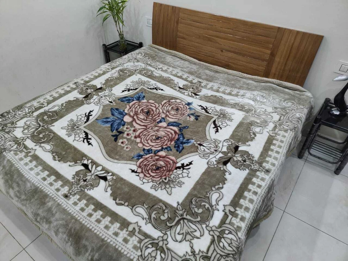 Warm Thick Floral Mink Blanket Super Soft Silky Double Size