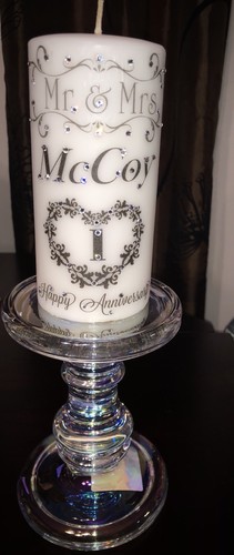 Custom Candles Anniversary/wedding made with Swarovski crystals Monogram Candle - Picture 11 of 11