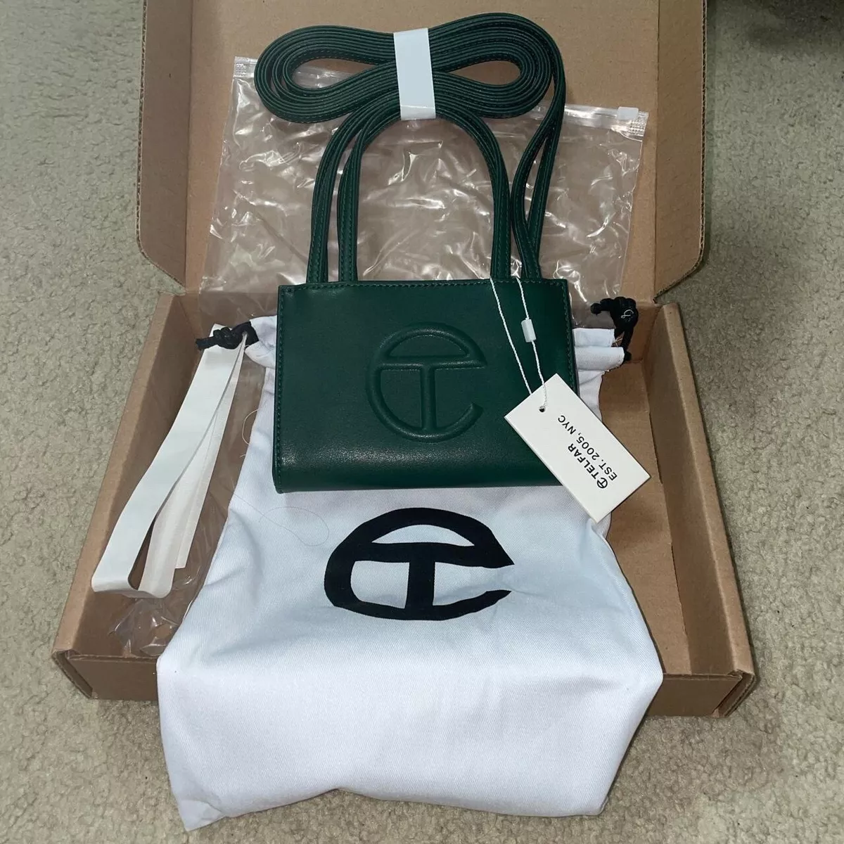 BRAND NEW Authentic TELFAR Small Dark Olive Shopping Bag Vegan Leather