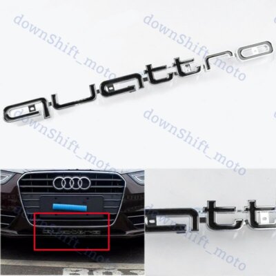 Black QUATTRO Logo Emblem Front Grille Badge For AUDI A3 A5 Q3 Q5 Q7 TT S-line