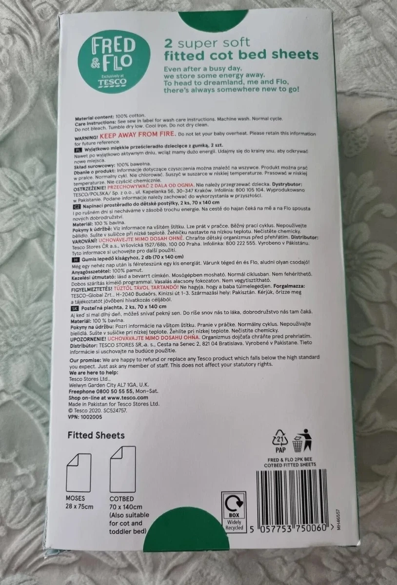 Cot bed fitted sheets cheap tesco