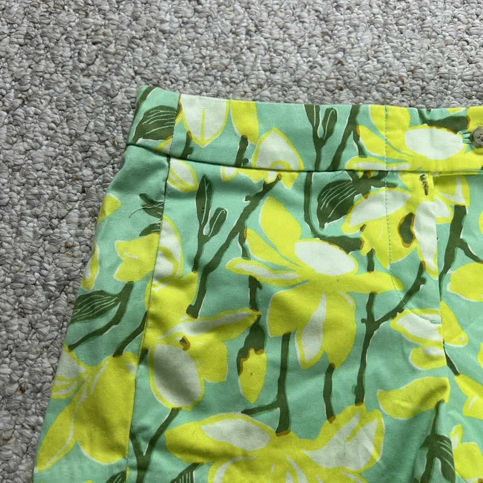 J. Pantalones Cortos Chinos Crew Para Mujer 2 Amarillo Azul Verde Floral Tiro Medio Bolsillos Foto 2 de 4