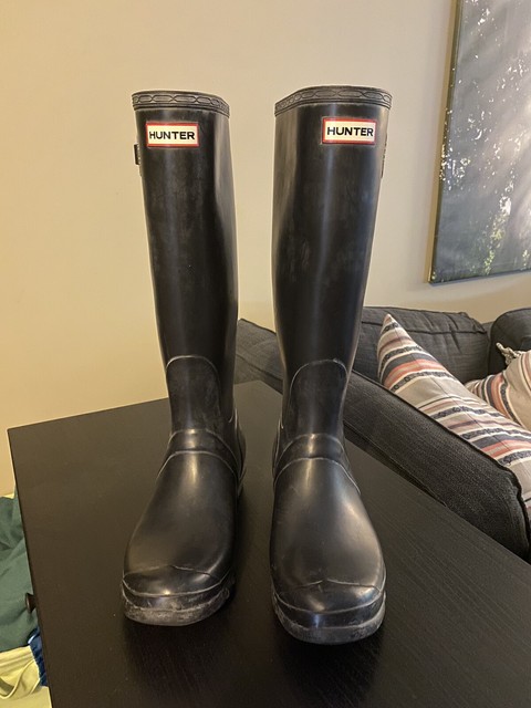 hunter original tall rain boots black