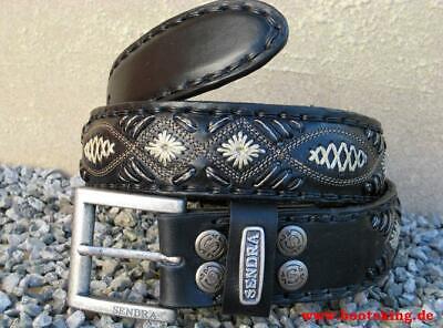 Sendra Leather Belt 5358 olympia-anthrazit  Ledergürtel hochwertig verziert neu