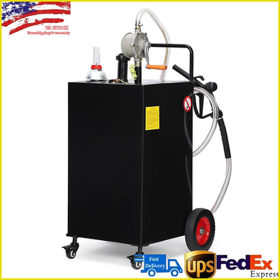 #ad #ad 35 Gallon Portable Fuel Tank amp; Manual Pump Heavy Duty Fuel Caddy with 4 Wheels $189.99
