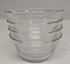 Vintage Pyrex Clear Glass 3 Ring Scallop Edge Custard Cups 6 Oz. #463 Set Of 4
