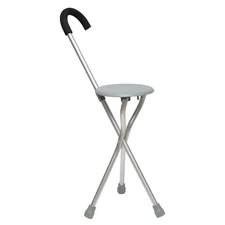 Lightweight Aluminum 34" Walking Cane with Folding Seat
