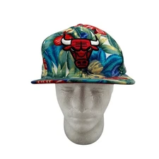 Chicago Bulls Hat Men OSFM Snapback Hawaiian Tropical Floral Cap Mitchell & Ness