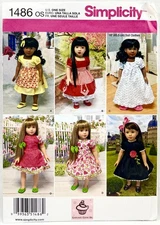 2014 Simplicity Sewing Pattern 1486 18" Doll Wardrobe 6 Outfits UNCUT 17781