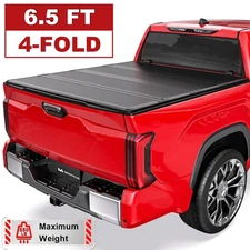 6.5FT 4 Fold FRP Hard Truck Bed Tonneau Cover For 2007-2024 Toyota Tundra On Top