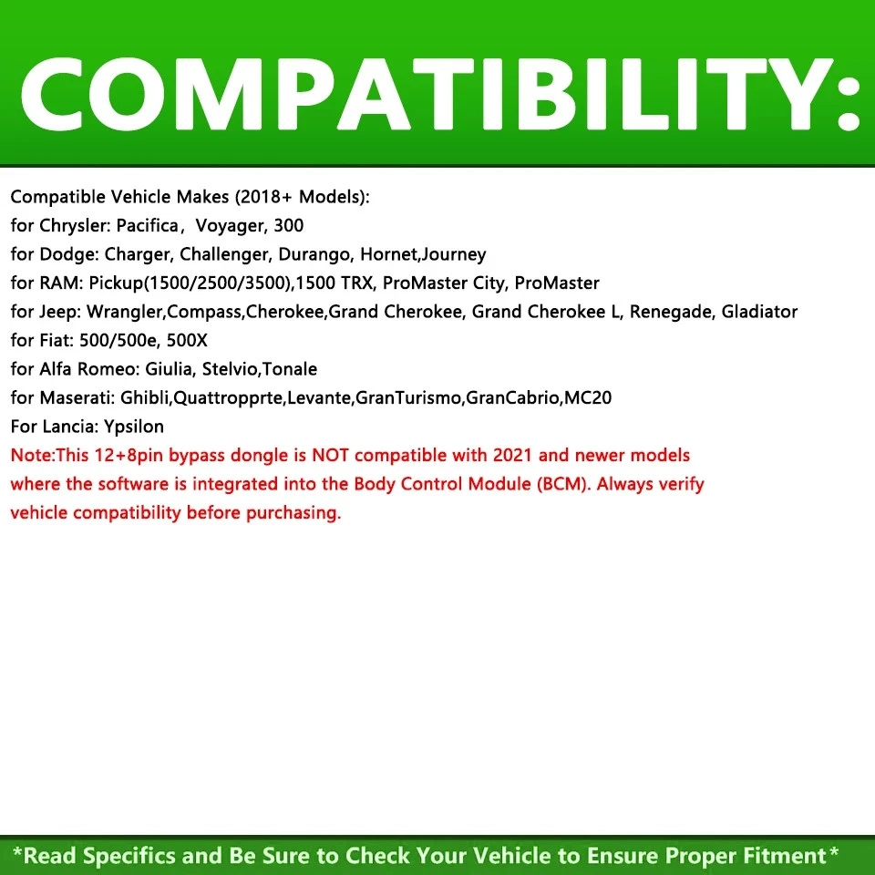 SGW Bypass Dongle 8 + 12 Pin Adapter, für 18 + Fiat/RAM, FCA-Fahrzeuge OBD-Di... - Bild 2 von 4