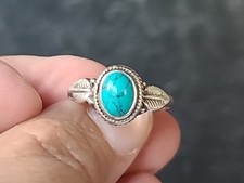 Artisan 925 Sterling Silver Dyed Howlite Floral Ring, SIZE US 8.25 Vintage