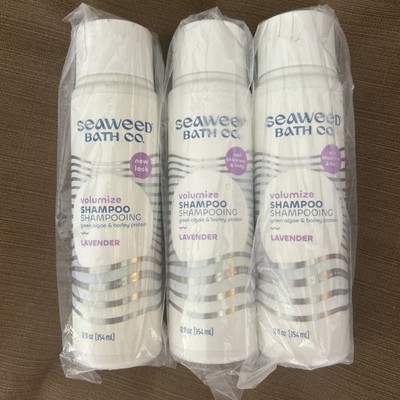 3 NEW Seaweed Bath Co Volumize Shampoo Lavender 12 Fl Oz Bundle Lot Green Algae