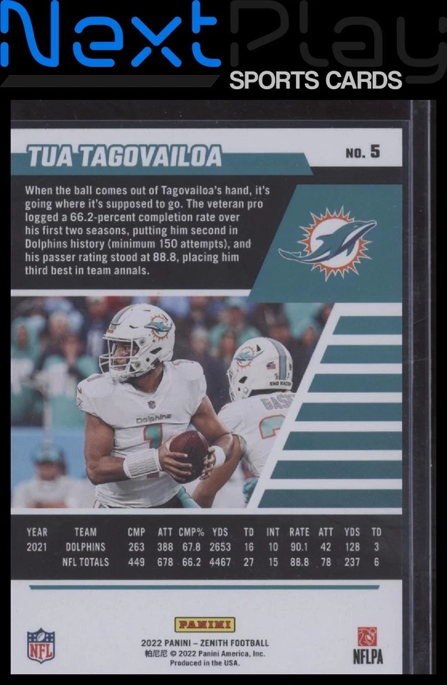 2022 Zenith #5 – Tua Tagovailoa Red Zone | - Image 2 of 2