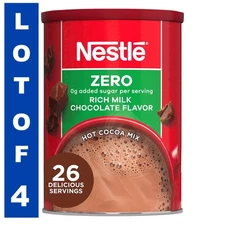 NESTLE ZERO Fat Free Rich Milk Chocolate Hot Cocoa Mix, 7.33oz Canister LOT OF 4