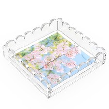 Scalloped Acrylic Tray with Magnetic Mat   Customizable for Photos, Artwork, ...