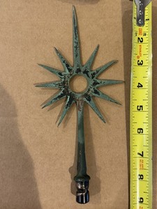 Antique Copper Lightning Rod 11 Point Sunburst Star Finial Verdigris 