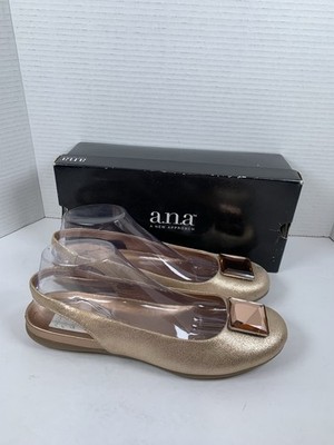 A.N.A. A New Approach Rose Gold Leather Round Toe Flat Shoes Sz 10 with Box S491
