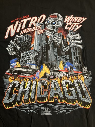 NHRA DRAG RACING OFFICAL 2025 CHICAGO STYLE NITRO JUNKIE T SHIRT SIZE ...