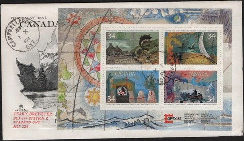 Can 1107b - 1986 $1.36 Exploration of Canada 1 - Souvenir Sheet FDC