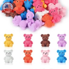 24Pcs Mini Resin Bears, 8 Colors Small Teddy Bear Figurine Bulk Tiny Anim