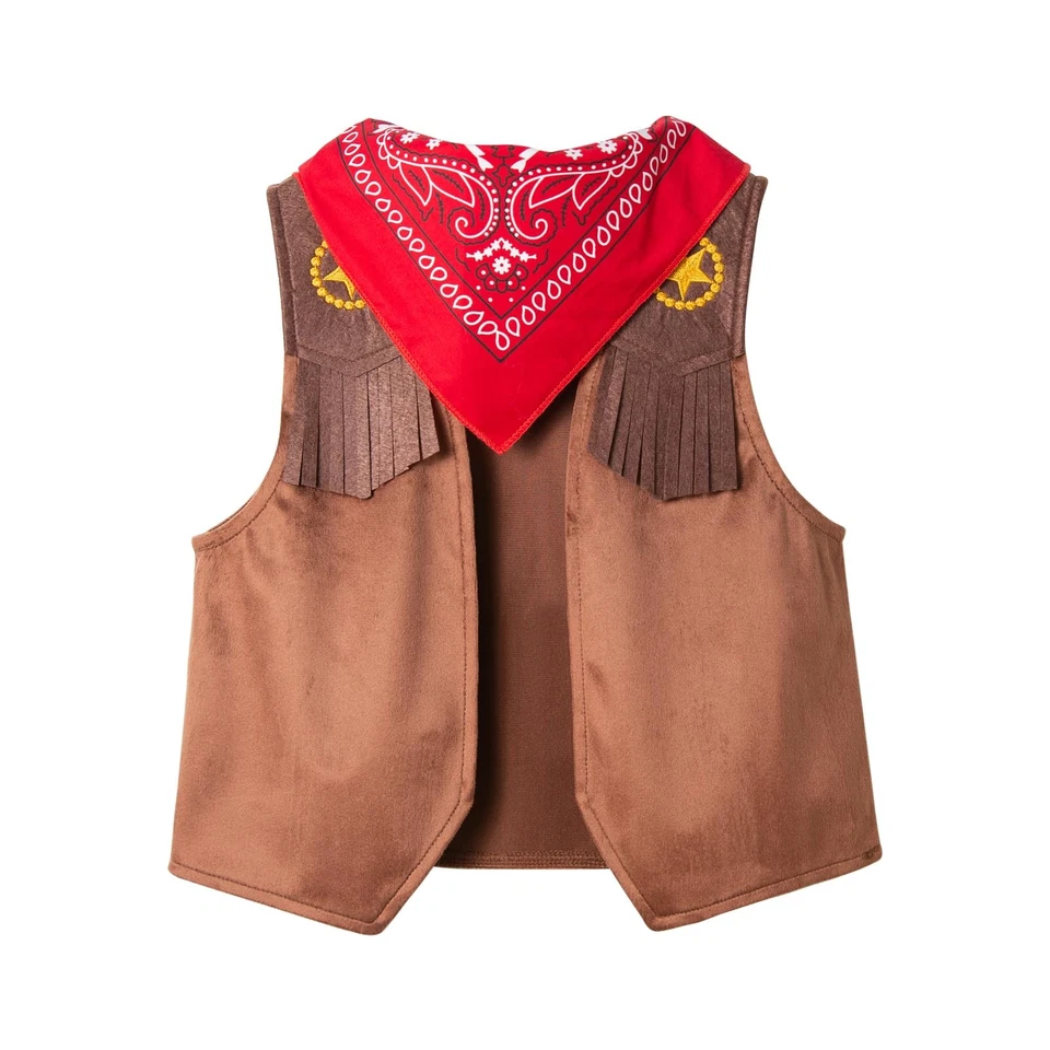 Conjunto de chaleco y pañuelo de disfraz de vaquero occidental para niños de 2 a 3 años Foto 3 de 4