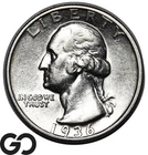 1936-S Washington Quarter, Choice AU Tougher Date