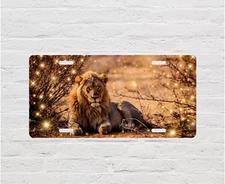 Lion Sparkles Vanity Aluminum Front License Plate Car Accessory