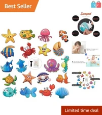 Kid-Safe Non-Slip Bathtub Decals - 20 Sea Animal Stickers with Silicone Scraper
