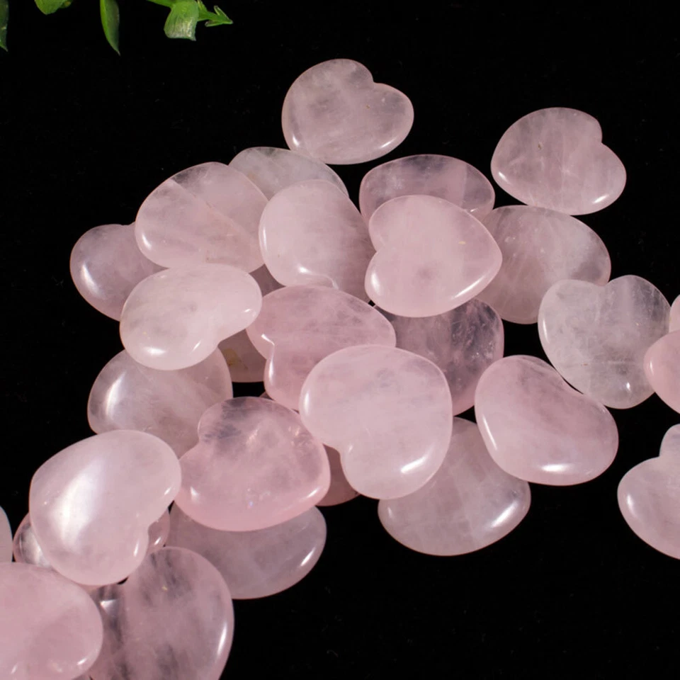 Wholesale Lot 90 PCs Natural Rose Quartz Heart ❤️ Crystal Healing Energy 30mm - Image 3 of 4