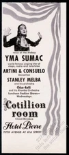 1951 Yma Sumac photo Hotel Pierre NYC Cotillion Room cabaret vintage print ad