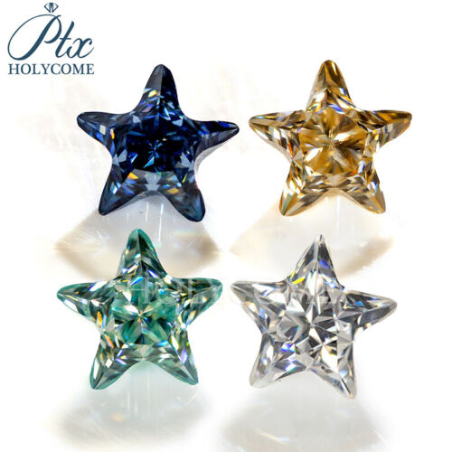 Multicolor Pentagram Cut Loose Moissanite Stone Star Shape VVS1 Gemstones 4 Ring - Picture 1 of 15