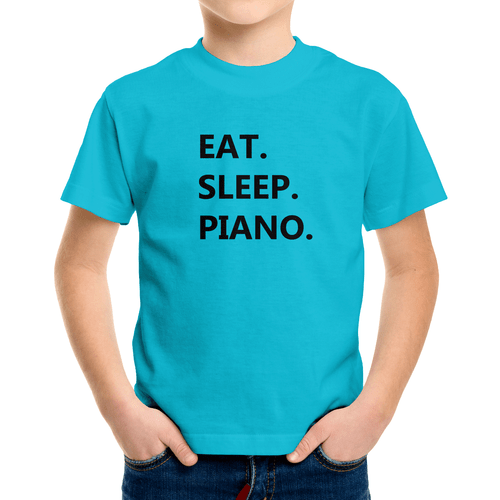 Piano Toddler Kids Youth Boy Girls T-Shirt Graphic Shirts Gift Pianist Eat Sleep - Picture 9 of 25