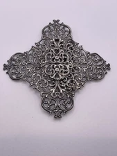 Vintage Victorian Sterling Silver Women's Belt or Scarf Buckle Antique Scroll