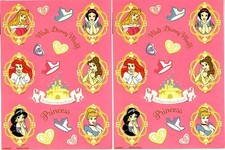 2 Large Sheets Disney World PRINCESS Scrapbook Stickers Magic Kingdom Cinderella