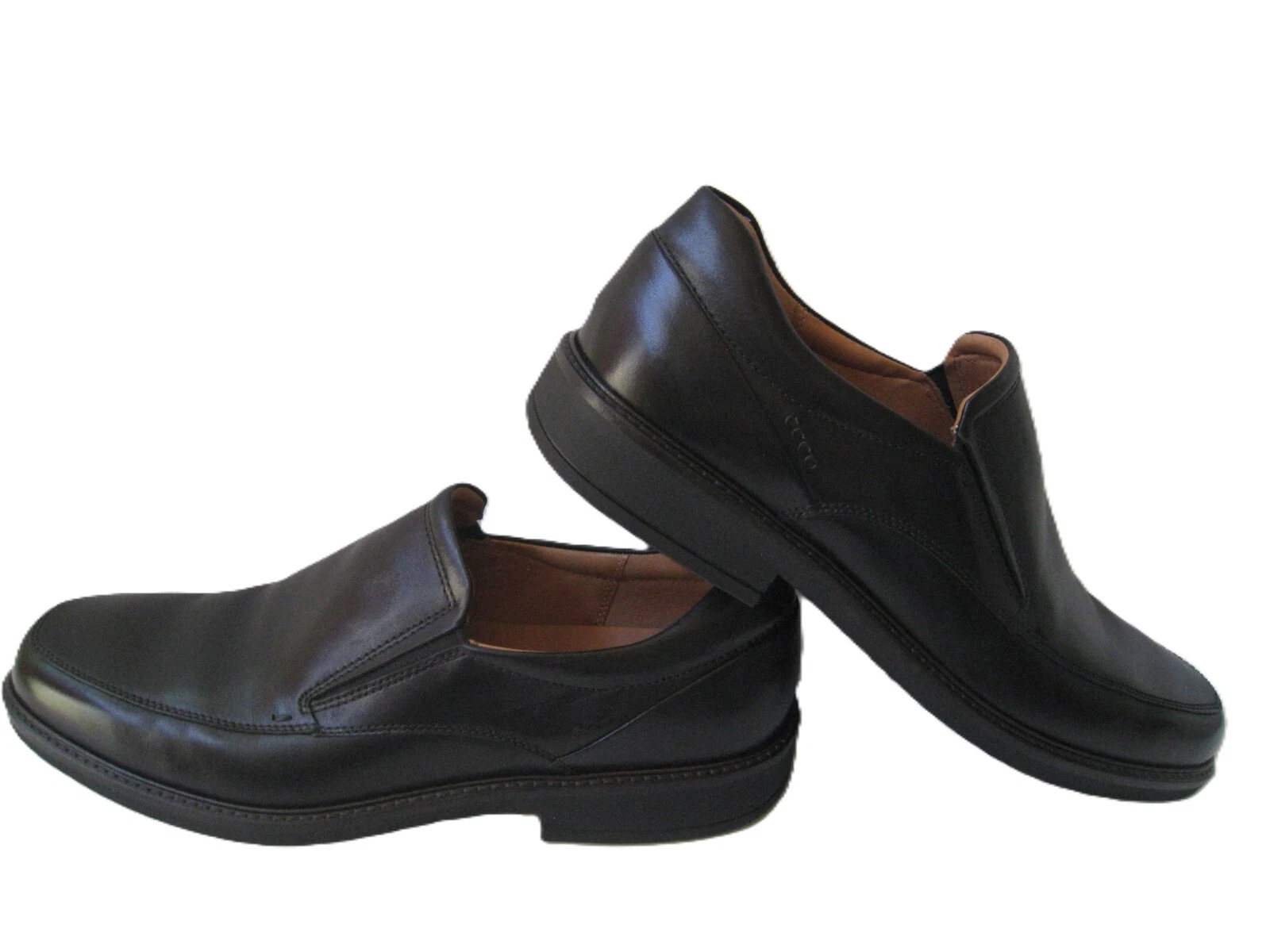 ECCO BLACK LEATHER LONDON APRON TOE SLIP ON LOAFER MEN'S US 14 14.5 EUR 48 HOT