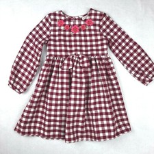 Sweet Heart Rose Girl Red Gingham Dress Size 5 Plaid Floral Puffy Sleeve Holiday