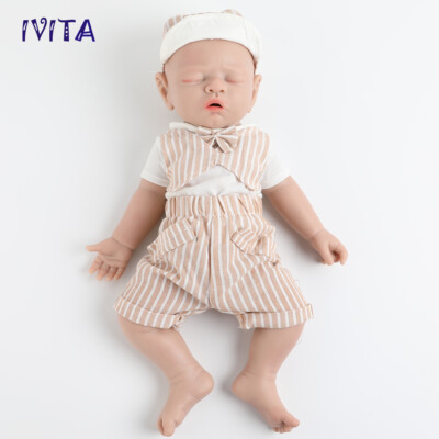 17''Handmade Sleeping Baby Boy Lifelike Silicone Reborn Baby Doll Toddler Toy