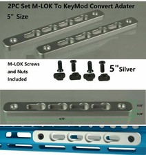 US SELLER 2PC Set 5 Inch Silver M to K Rail Section Convert Adapter Rail