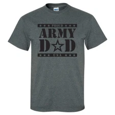"Proud ARMY Dad" Short Sleeve T-Shirt in Dark Heather Grey