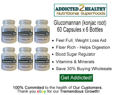 Glucomannan 1000mg 60 Capsulesx 6 Bottles - Save 30% - Wholesale Price!