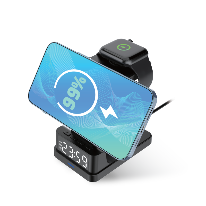 GROOV-E ASTERIA IN WIRELESS CHARGING STATION WITH ALARM CLOCK