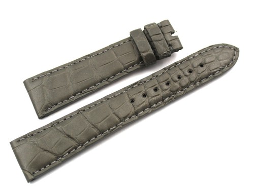 Watch Strap Real Leather Alligator Gray Green Pearled 20/16mm Handmade - Bild 1 von 4