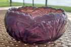 Fenton Amethyst Opalescent Waterlily and Cattails Rose Bowl. Rare Early Fenton