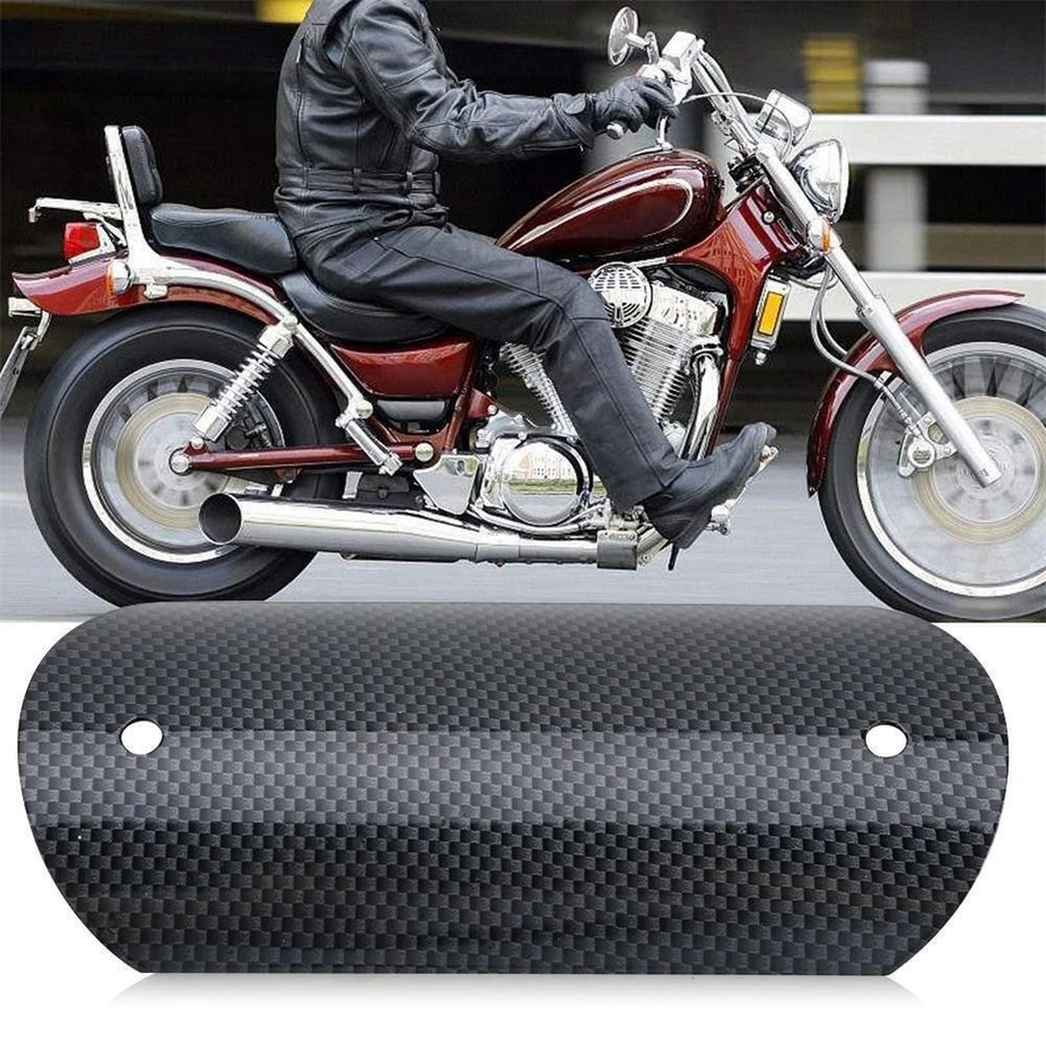Carbon Fiber Look Motorcycle Exhaust Muffler Middle Pipe Heat Shield Cover Guard - Image 2 of 4