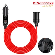 12ft Car Cigarette Lighter Socket Extension Cord Cable Heavey Duty Adapter 12V