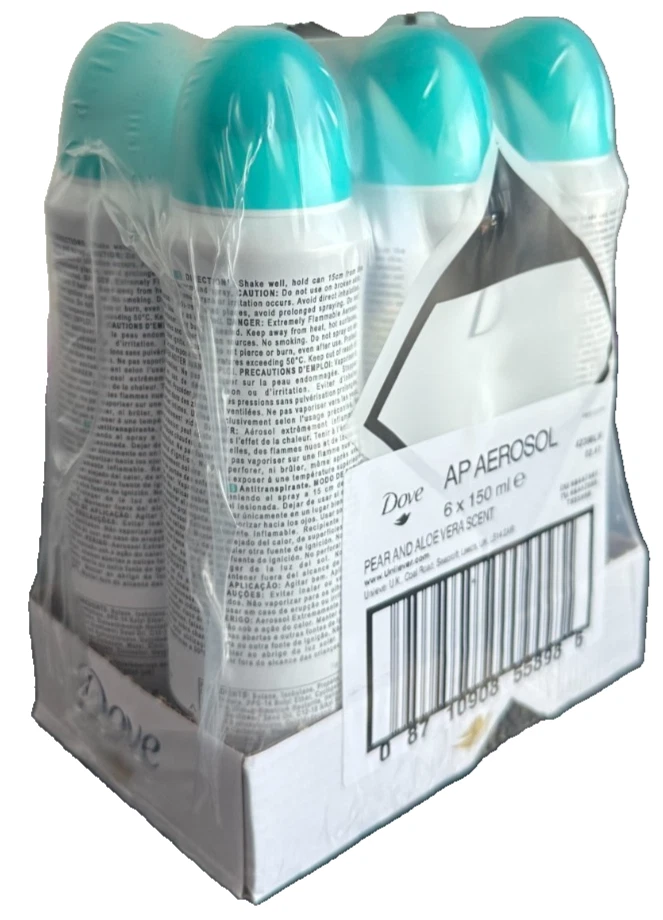 Dove Go Fresh Pear & Aloe Antiperspirant Deodorant Spray 150ml 6 Pack - Image 4 of 4