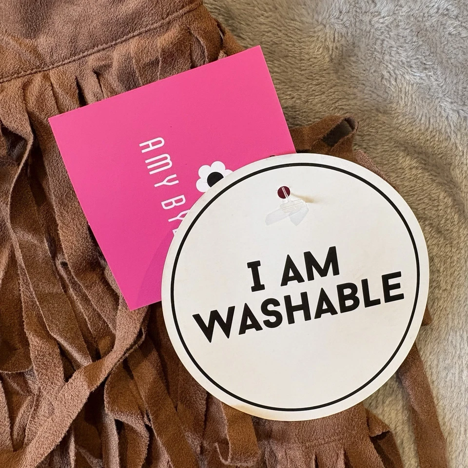 NUEVO CON ETIQUETAS Amy Byer Western Vaquera Flecos Imitación Gamuza Minifalda Niña’s Talla L(14) Foto 3 de 4