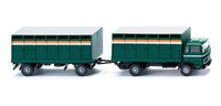 Wiking 1:87 056503 ViehtransporthäNgerzug Mercedes MoosgrüN Neu Ovp