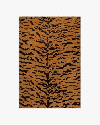 Nordic Knots Tiger Rust Black Rug New Zealand Wool Hand-Loomed Plush Print Rug